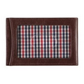 Dark Brown Two Fold Money Clip w/ Custom Cotton Check Lining